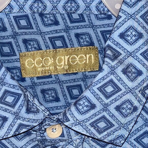 Eco Green Apparel Mens‎ Short Sleeve Button Up Size LG - Picture 3 of 4